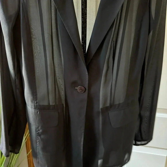 Leith Silk Sheer Long Single Button Blazer with Shoulder Pads Women’s size Small - Picture 6 of 14